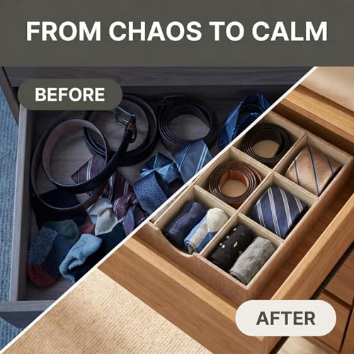 Brown 723 1 Deep 9 Section Drawer Organizer Box for Storage (Latte)
