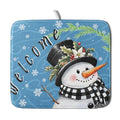 Christmas Snowman Dish Drying Mat for Kitchen Counter 16x18 Blue White Snowflake Welcome Winter Holiday Absorbent Reversible Microfiber Drying Mats Kitchen Countertop Protector Dishes Drainer Rack Pad (16" x 18")