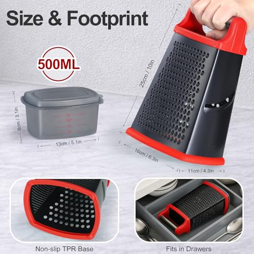 Cheese Grater with Handle (10 inch / Couating red)