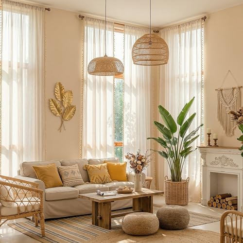 96 Inch Length Farmhouse Semi Sheers Light Filtering Privacy Drapes for Sliding Glass Door (Z-linen / 50"W x 96"L (Pack of 2))