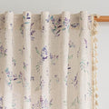 Purple Floral Boho Linen Semi Sheer Curtains 84 Inches Long 2 Panels Spring Vintage Farmhouse Elegant Light Filtering Privacy Drapes with Tassel Back Tab for Living Room Bedroom (Purple / 50"W x 84"L (Pack of 2))