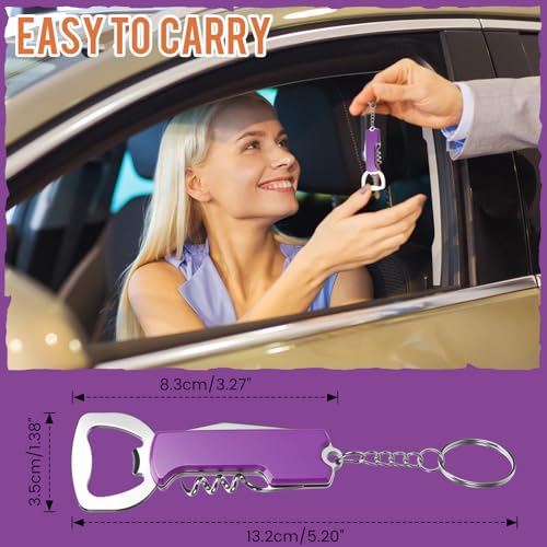 24 Pcs Wine Bottle Opener Keychains Bulk (Purple)