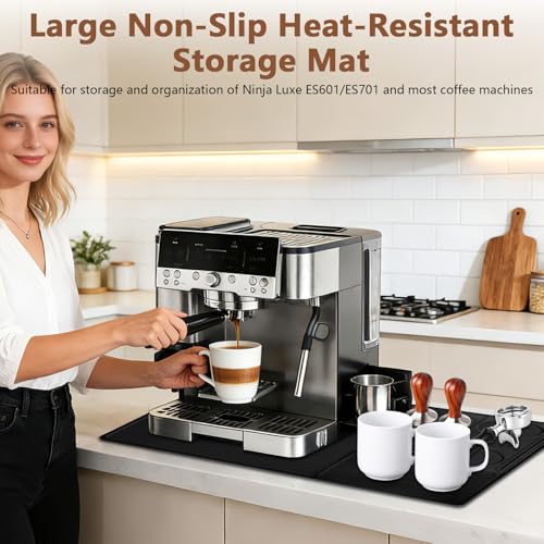 3-in-1 Silicone Coffee Maker Mat for Ninja Luxe Espresso Coffee Machine ES601/ES701 with Convex Edge, Large Anti-Slip Heat-Resistant Bar Mat