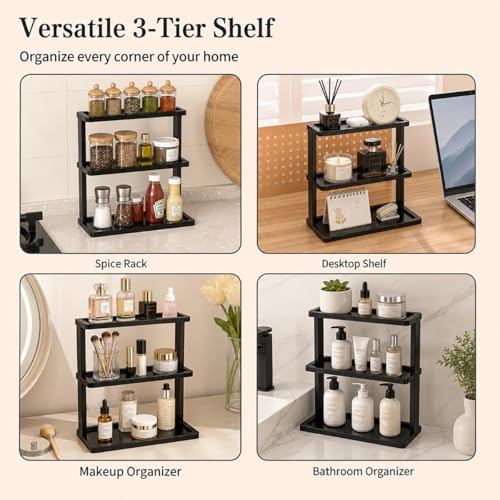 Bamboo Bathroom Organizer Countertop (Black)