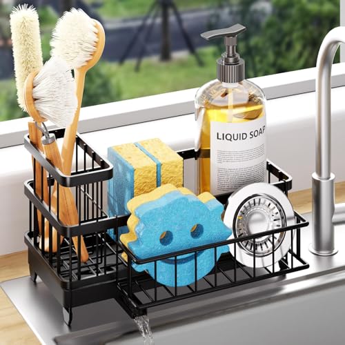 Sponge Holder for Kitchen Sink (Black / Large)