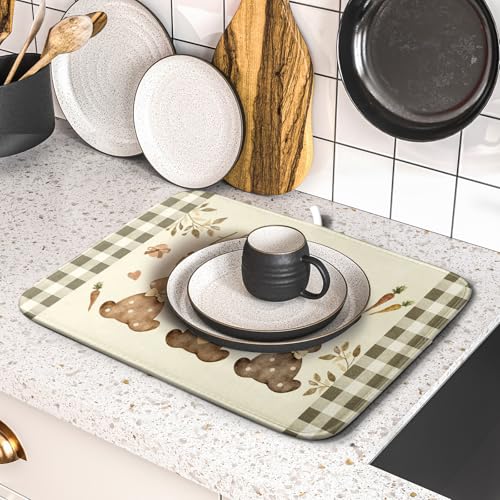 Happy Easter Dish Drying Mat for Countertop (18" x 16")