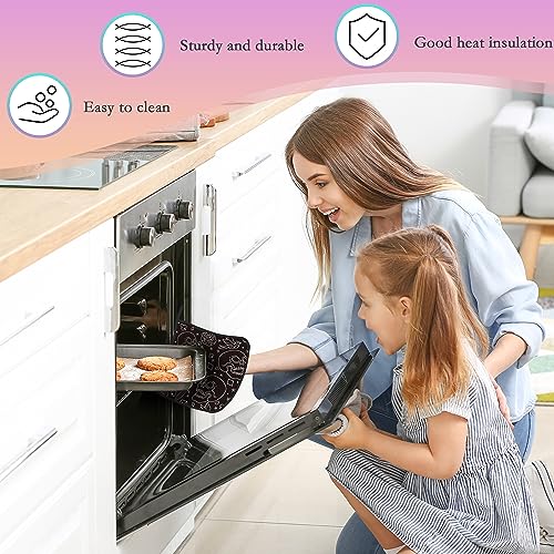 Skull Head with Rose Oven Mitts and Pot Holders Kitchen Cooking Gloves 2 Pcs Set Heat Resistant Pad for Baking BBQ Home Decor (Skull Head With Rose)