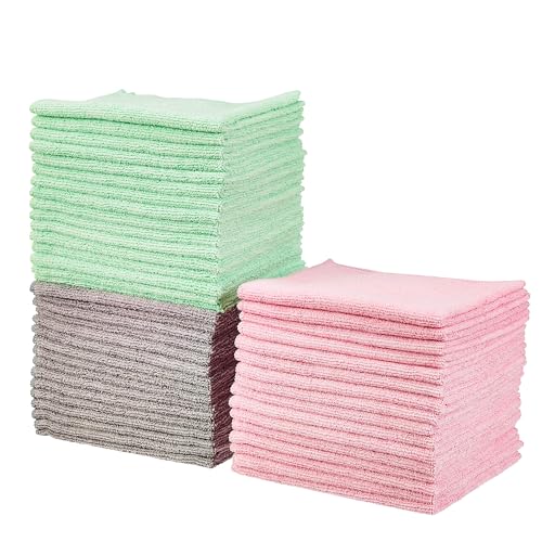 Microfiber Cleaning Cloths (Green/Gray/Pink / 48-Pack)