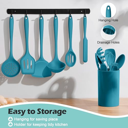 Silicone Cooking Utensils Set (Blue)