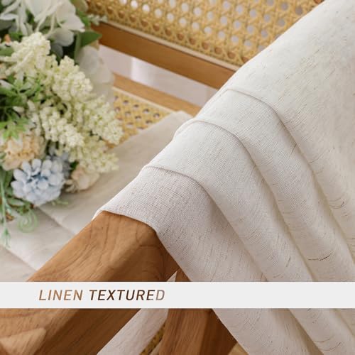 Natural Linen Textured Sheer Curtains 72 inches Long 2 Panels (Natural / 40"W x 72"L (Pack of 2))