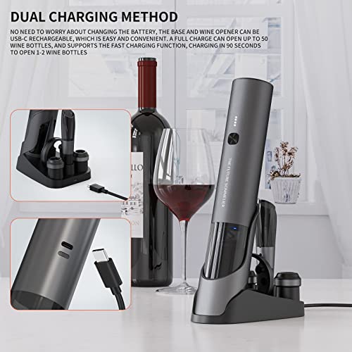 Rechargeable Electric Wine Bottle Opener Set 7 (Gunmetal Grey / Prestige Set)
