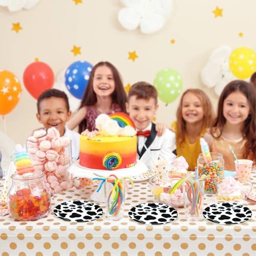 50 Pcs Cow Print Paper Plates 7 Inch Dessert Plates Disposable Dinner Plates for Cow Theme Party Birthday Baby Shower Party Plates (black and white plates / 50 Pcs)