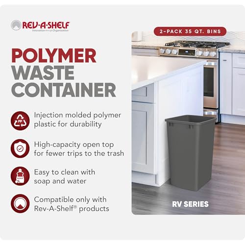 Double Pullout Garbage Trash Cans for Kitchen Cabinets (2 Pack / Dark Gray)
