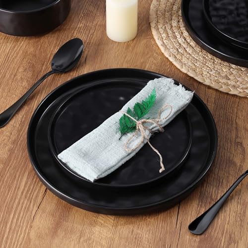 24 Pieces Stoneware Dinnerware Set for 8 (24-Piece / Obsidian Black)