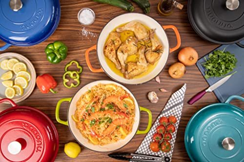 Shallow Cast Iron Casserole with Lid (Blue / 3.7-Quart - Shallow)