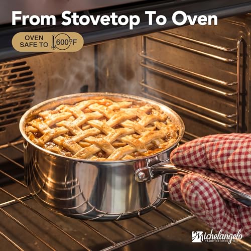 Stainless Steel Saucepan Set with Lids 1QT & 2QT & 3QT (1 quart + 2 quarts + 3 quarts)