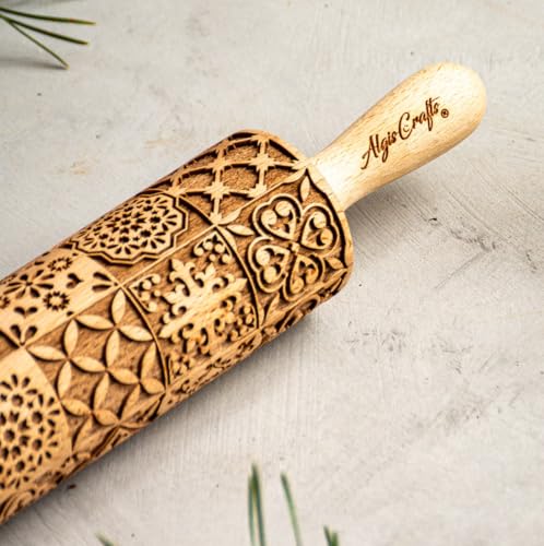 PORTUGUESE TILES Embossed Rolling Pin for Clay & Baking by Algis Crafts