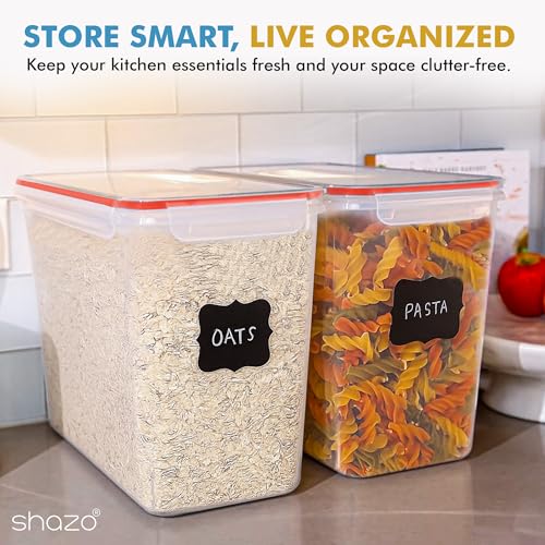 2 PC (11L | 372 oz) Flour Sugar Storage Containers with Easy Carry Handle - Plastic Extra Large Food Storage Containers with Lids for Rice Cereal, BPA Free & Airtight Kitchen Pantry Organization (Red)