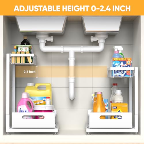 L Shaped Under Sink Organizer (White / 1 Pack)