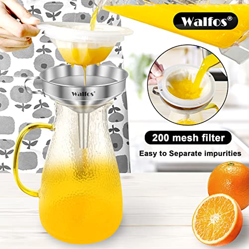 3Pcs Kitchen Funnel with 2 Removable Strainer ＆ 1 Cleaning Brush & 1Pc 200 Mesh Food Filter Strainer (3pcs 5.7+5+4.1cm)