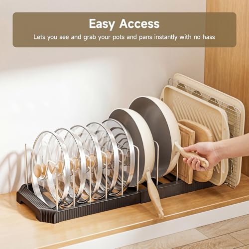 Pots and Pans Organizer under Cabinet (Black / 12 Adjustable Dividers)