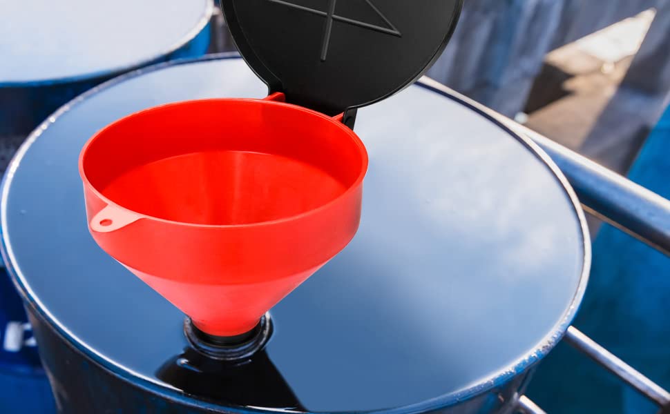 4 Quart Lockable Drum Funnel with Removable Screen Filter