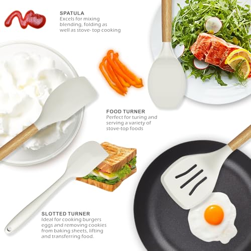 Silicone Cooking Utensils Set (Cream White)