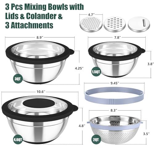 Mixing Bowls with Colander (Black)