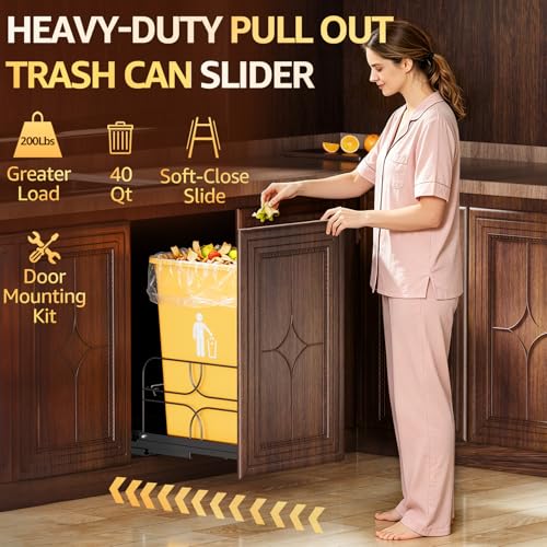 Pull Out Trash Can Under Cabinet (Black / Single)