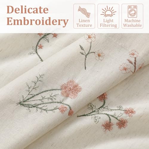 Kitchen Valances for Windows (Flower Embroidery Light Filtering / 52"W x 18"L (Pack of 1))