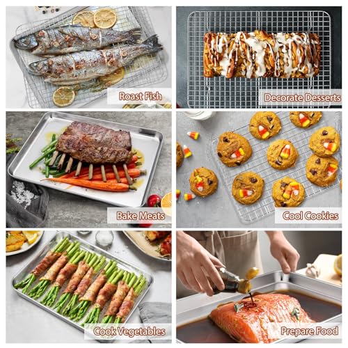 17.5 + 16 + 10.4 Inch Cookie Baking Sheet Pan with Wire Rack (17.5 + 16 + 10.4 Inch)