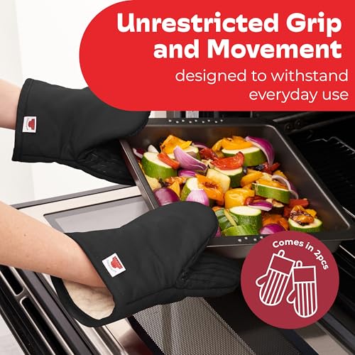 Silicone Mini Oven Mitts (Black / 10")