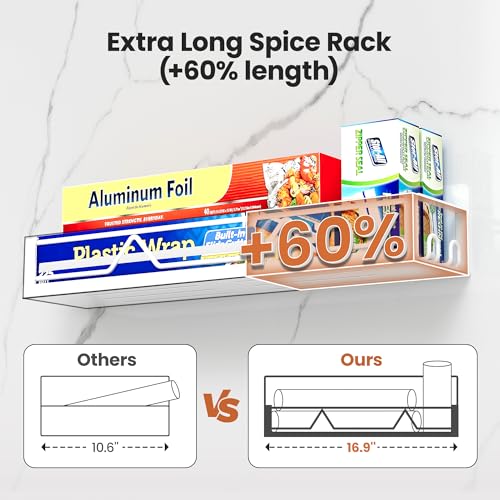 16.9 Inch Wide Large Capacity Magnetic Spice Rack for Refrigerator (4 Pack - Wide / White)