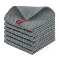 100% Cotton Waffle Weave Kitchen Dish Cloths 6 (Grey / 12 X 12 - 6 Pack)