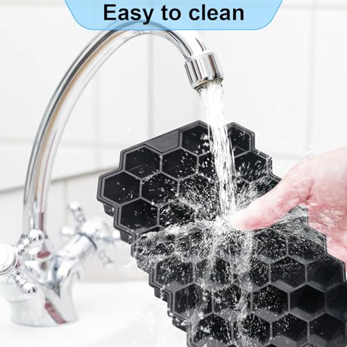 Ice Cube Trays for Freezer with Lid (4 Pack / Black)