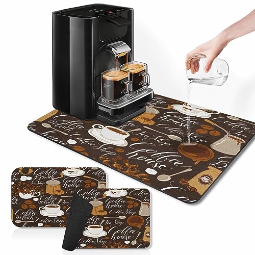 Coffee Mat for Countertops (Tea Coffee Retro Vintage Cafe)