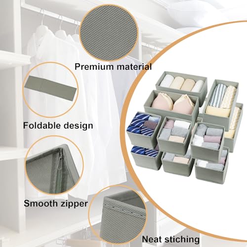 Drawer Organizer Clothes (Gray / 12 Pack (6 Medium + 6 Small))