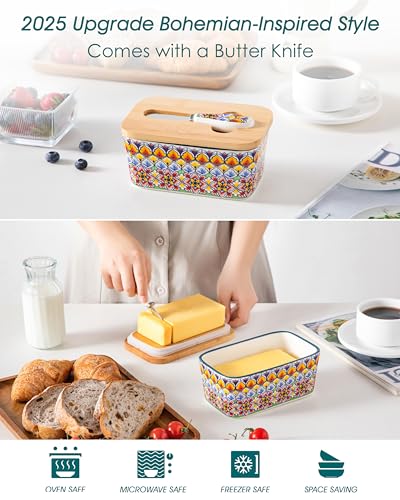 6.5" Butter Dish with Lid (Golden Bloom)