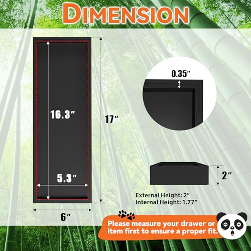 Bamboo Kitchen Drawer Organizer (17 x 6 x 2 Inch / Black)