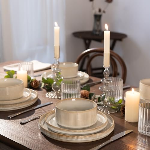Star Dinnerware Sets with Mugs (Cappuccino White)