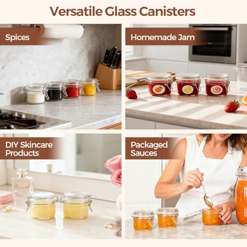 Small Glass Spice Jars with Airtight Lids 4 oz 12 Pack Mason Pantry (4 fl oz x 12)