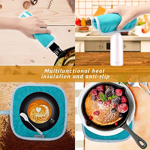 4Pcs Oven Mitts and Pot Holders Set (Turquoise)