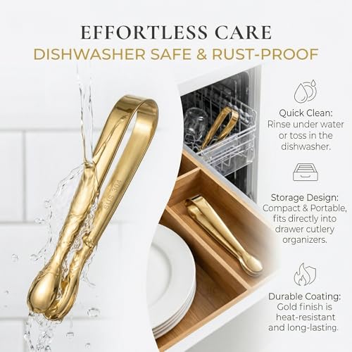 6 Piece Gold Mini Serving Tongs