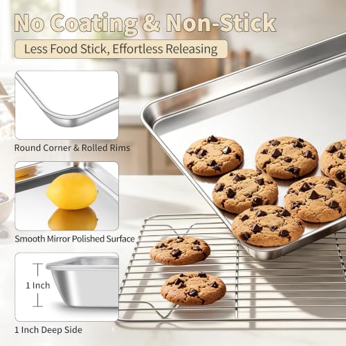 Stainless Steel Baking Sheet with Rack Set (16'' x 12'' x1'')
