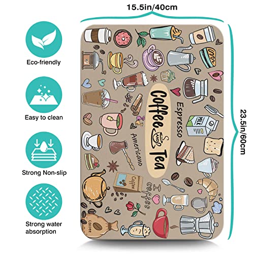 Coffee Bar Mat Accessories for Countertop Super Absorbent Anti (Coffee-1 / 23" x 15")