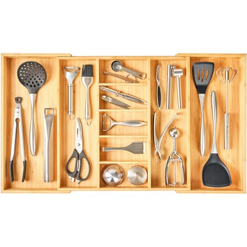 Extra Large Expandable Kitchen Drawer Organizer for Utensil and Junk (For Utensil (19"~33" x 19"))
