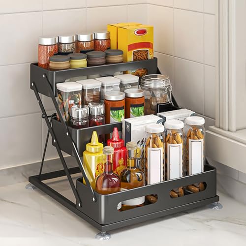 3 Tier Foldable Spice Rack (Black)