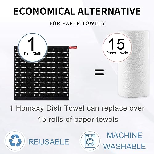100% Cotton Terry Kitchen Dish Cloths (Black / 12 X 12 - 12 Pack)
