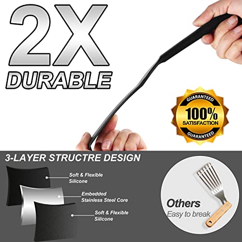 Silicone Thin Spatula Set of 2 (Thin Spatulas / 2 Pcs Thin Spatulas (Black))