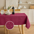 Christmas Red Waterproof Faux Linen Rectangle Tablecloth (Burgundy / 120" x 60" (Rectangular))